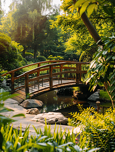 花园运河上的木桥