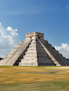 你我携手文明同行摄影照片_库库尔坎金字塔埃尔卡斯蒂略奇琴伊察尤卡坦半岛墨西哥玛雅文明