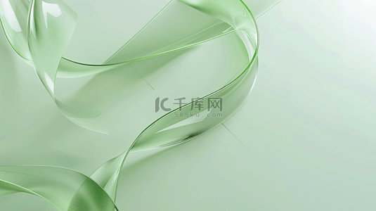 透明质感玻璃背景图片_薄荷绿透明流体玻璃丝带背景
