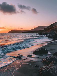 罗德岛摄影照片_查科维德兰萨罗特岛加那利群岛令人惊叹的日落