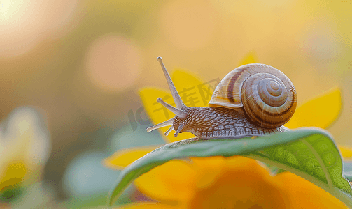 花园蜗牛的特写镜头