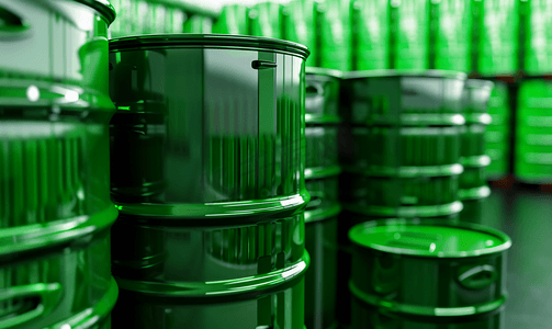 绿色化工摄影照片_油桶绿色或化学桶水平