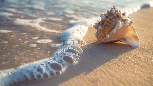 夏日海景沙滩上的海水海螺设计