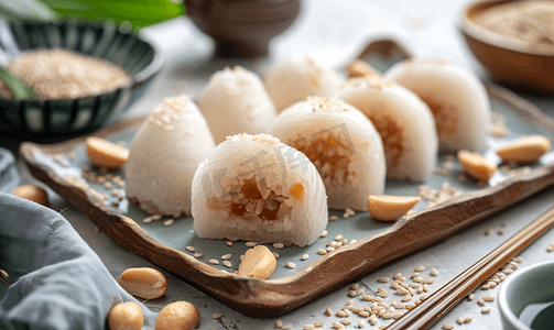 麻糬苏卡布米年糕由糯米制成里面塞满了甜厚的花生