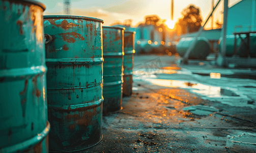油桶绿色或化学桶水平