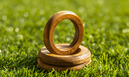 草地上设置的传统木制套环
