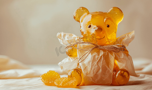 纸包装中美丽的果酱熊