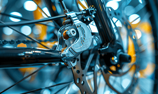 带液压公路制动系统的自行车制动转子特写