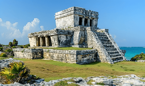墨西哥尤卡坦半岛加勒比海图卢姆里维埃拉玛雅玛雅遗址大平台
