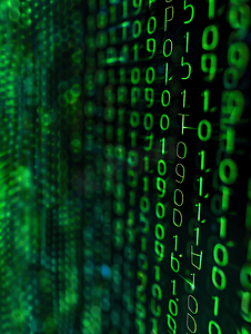 蓝色ai背景图摄影照片_黑色背景上绿色二进制代码计算机语言