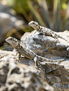 沙漠蜥蜴摄影照片_加那利群岛特内里费鹦鹉公园的银灰色蜥蜴