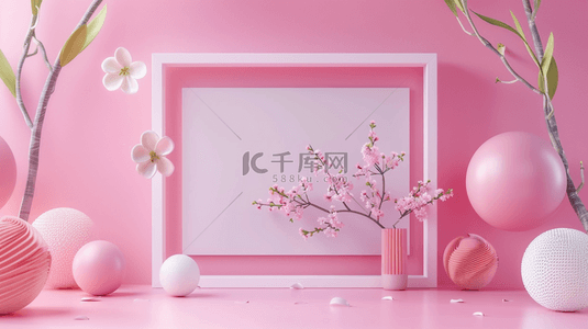 立体粉色花朵背景图片_夏日618促销立体粉色花朵边框1设计