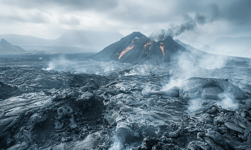跨年活动摄影照片_火山喷发后的景观