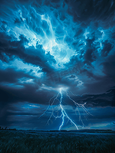 强大军队摄影照片_夏日黑色雷暴暴风云美丽可怕的雷暴