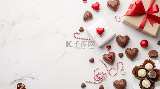 爱心巧克力简约合成创意素材背景