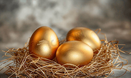 粗糙组织巢中的三个金蛋
