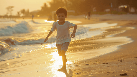 海边玩耍的儿童摄影20