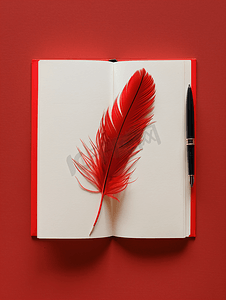 用羽毛笔打开笔记本