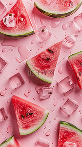夏日清新冰块里的西瓜图片