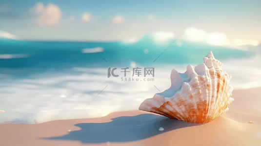 贝壳的分类背景图片_夏日海景沙滩上的贝壳海水波纹背景