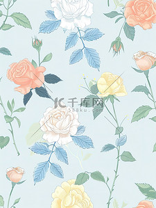 简单的淡蓝色玫瑰图案图片