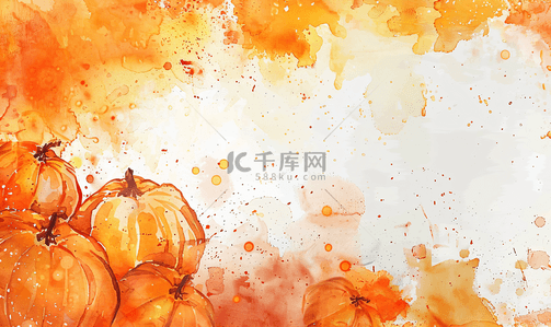 棕色秋季万圣节水彩颜料染色背景矩形