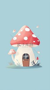 六一儿童节卡通童话蘑菇屋背景
