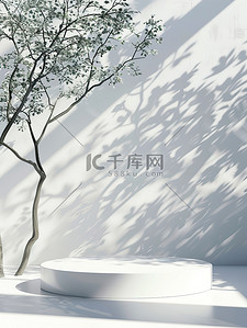 树影3D白色产品展台背景图