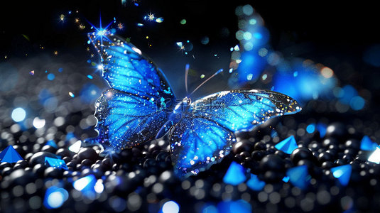 蝴蝶素材背景图片_蓝色蝴蝶特写合成创意素材背景