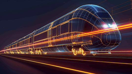 科技全息线条地铁高铁列车轮廓素材
