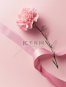 康乃馨丝带淡粉色背景图