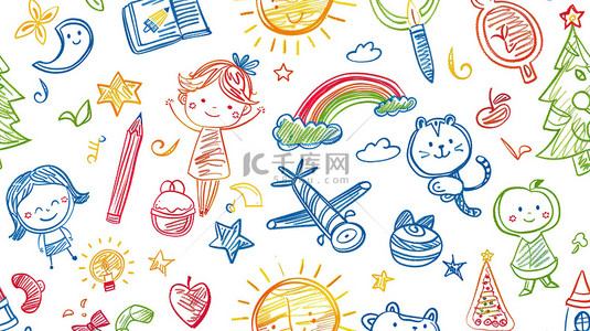 油菜籽素描背景图片_儿童可爱卡通素描图案素材