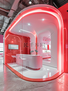 红白相间的展览柜台设计