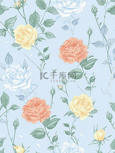 粉色淡背景图片_简单的淡蓝色玫瑰图案设计