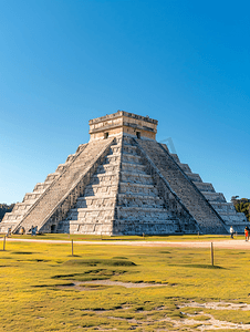 印度文化摄影照片_库库尔坎金字塔埃尔卡斯蒂略奇琴伊察尤卡坦半岛墨西哥玛雅文明