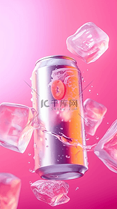 粉紫色3D冷饮冰块饮料背景3