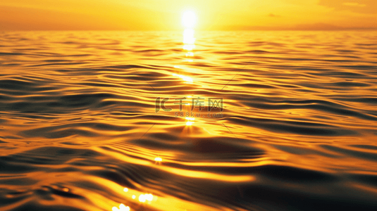 夏日海上金色落日风景金色波浪壁纸背景素材