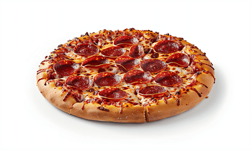 意大利辣香肠披萨孤立在白色与剪切路径