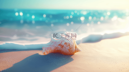 夏日海景沙滩上的海水海螺素材