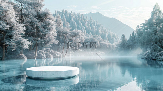 su水面背景图片_展台树木水面合成创意素材背景