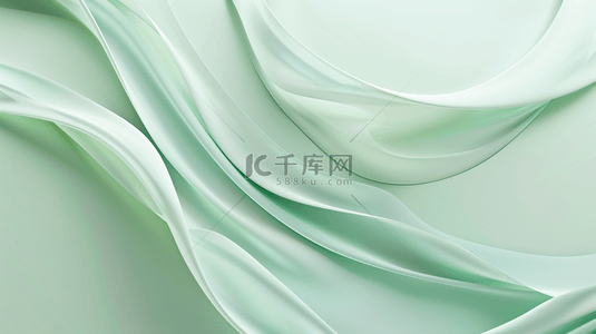薄荷绿透明流体玻璃丝带背景4
