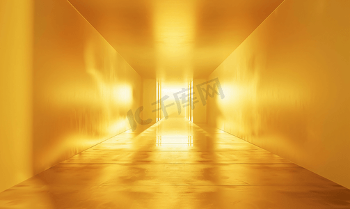 黄色灯光背景摄影照片_金色空房间的摘要背景