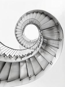 曲线简约摄影照片_建筑细节螺旋钢楼梯图案水平