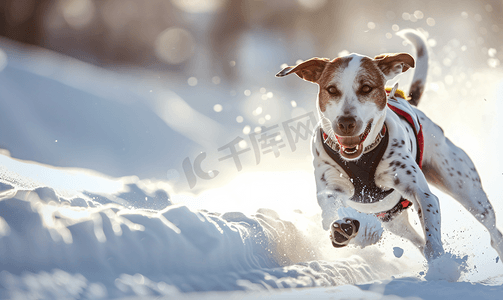 参加雪橇犬比赛的指针犬