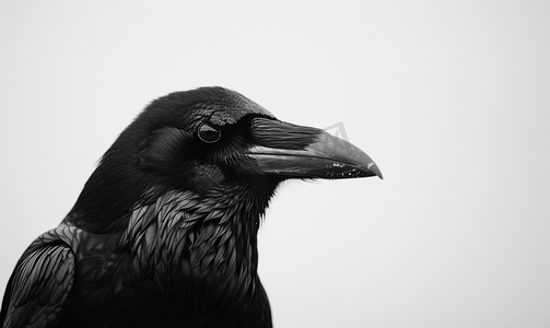 乌鸦或乌鸦孤立在白色背景黑鸟