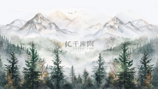 创意远山背景图片_远山森林朦胧合成创意素材背景