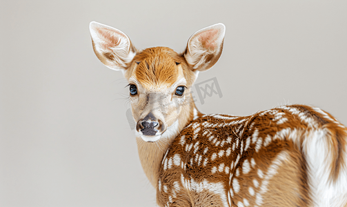 小鹿的玫瑰花摄影照片_小鹿背上蓬松的白色尾巴