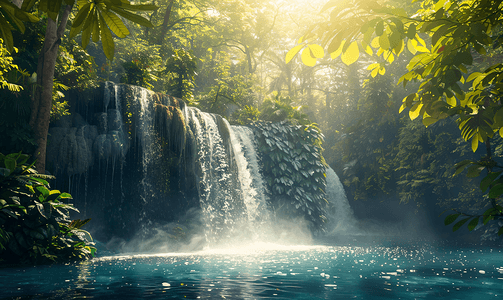 雨林中美丽的瀑布