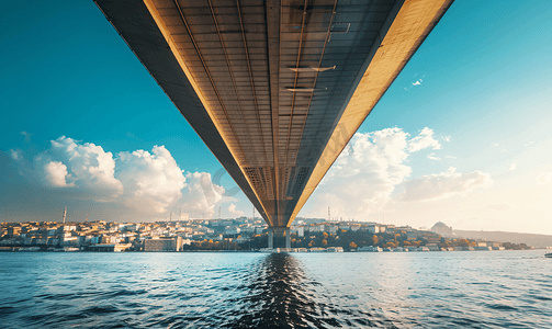 绿色金摄影照片_土耳其伊斯坦布尔金角湾地铁桥