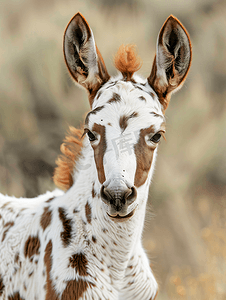 瘦长的白色和棕色斑点驴驹